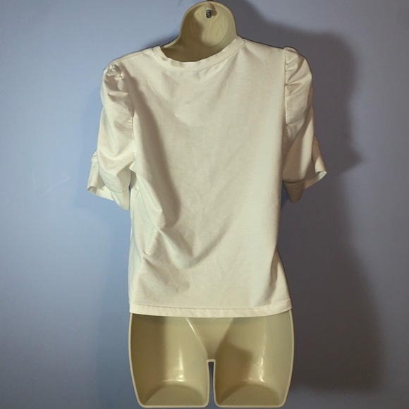 Walter Baker skippy white Puff Sleeve short sleeve tshirt basic size medium - Picture 5 of 7